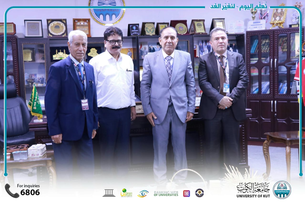 جامعة الكوت تستقبل رجل أعمال هندي في مجال التجهيزات الطبية والزراعية وشؤون الدراسات.